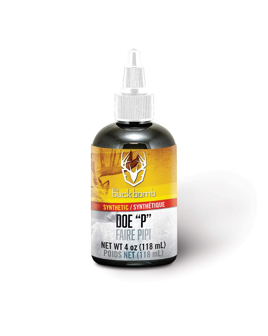 Buck Bomb Synthetic Doe P Liquid w/Wicks | Hunters Specialties Deer Buck Lure Hunting Post/Pre-Rut Scent Attractant for Hunting, 4 Oz (118 ml.)