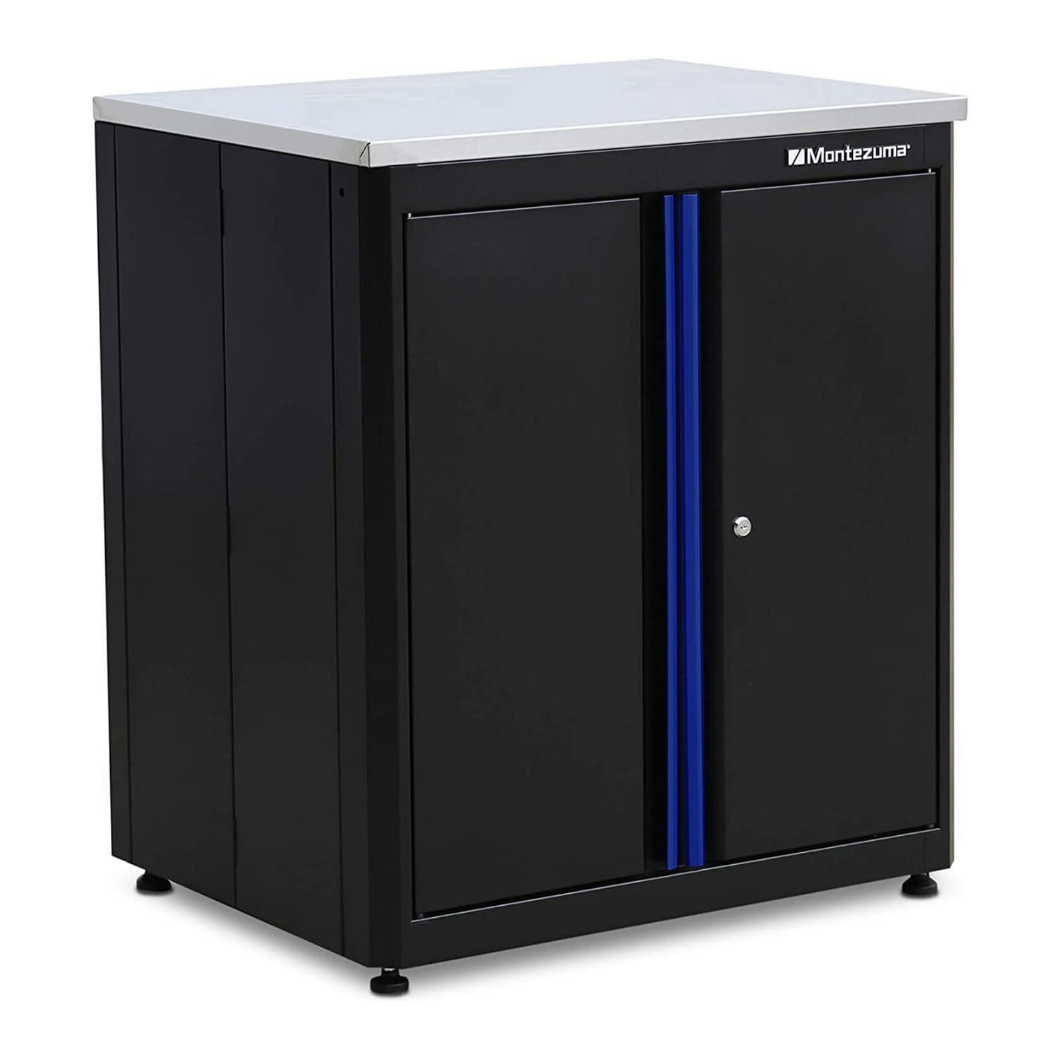 Garage Tool Storage System Montezuma - 30.5 x 24" Locking 2 Door Workbench with Magnetic Latches & Stainless Steel Worktop - BKMG30242BC