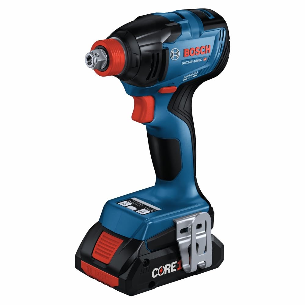 GXL18V-227B25 Bosch 18V 2-Tool Combo Kit with Connected-Ready Two-In-One 1/4 In. Bit/Socket Impact Driver/Wrench, 1/2 In. Hammer Drill/Driver and (2) CORE18V® 4 Ah Advanced Power Batteries