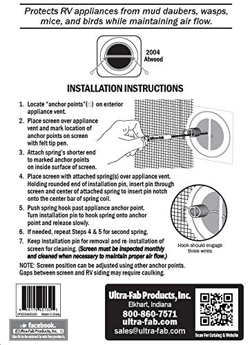 Ultra-Fab UF Bug Stopper Screen for RV Furnace Outside Fittings 35-945130