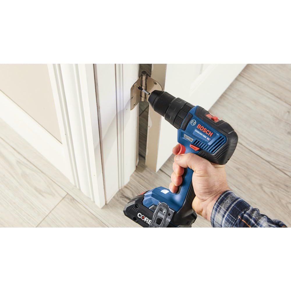 Bosch GXL18V-233B25 18V Combo Kit with 1/2 In. Hammer Drill/Driver, Two-In-One 1/4 In. and 1/2 In. Bit/Socket Impact Driver/Wrench and (2) CORE18V® 4 Ah Advanced Power Batteries