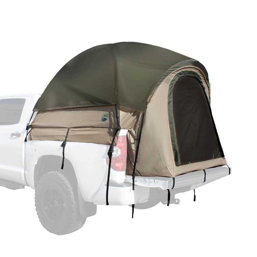 LD TACT Overland Vehicle Systems Truck Bed Tents - Tan Body & Green Rainfly 2-3 Person Tent (Mid-Size Truck - 5.0' Bed) - Premium 420D Material - Perimeter Skirt and Reinforced Floor