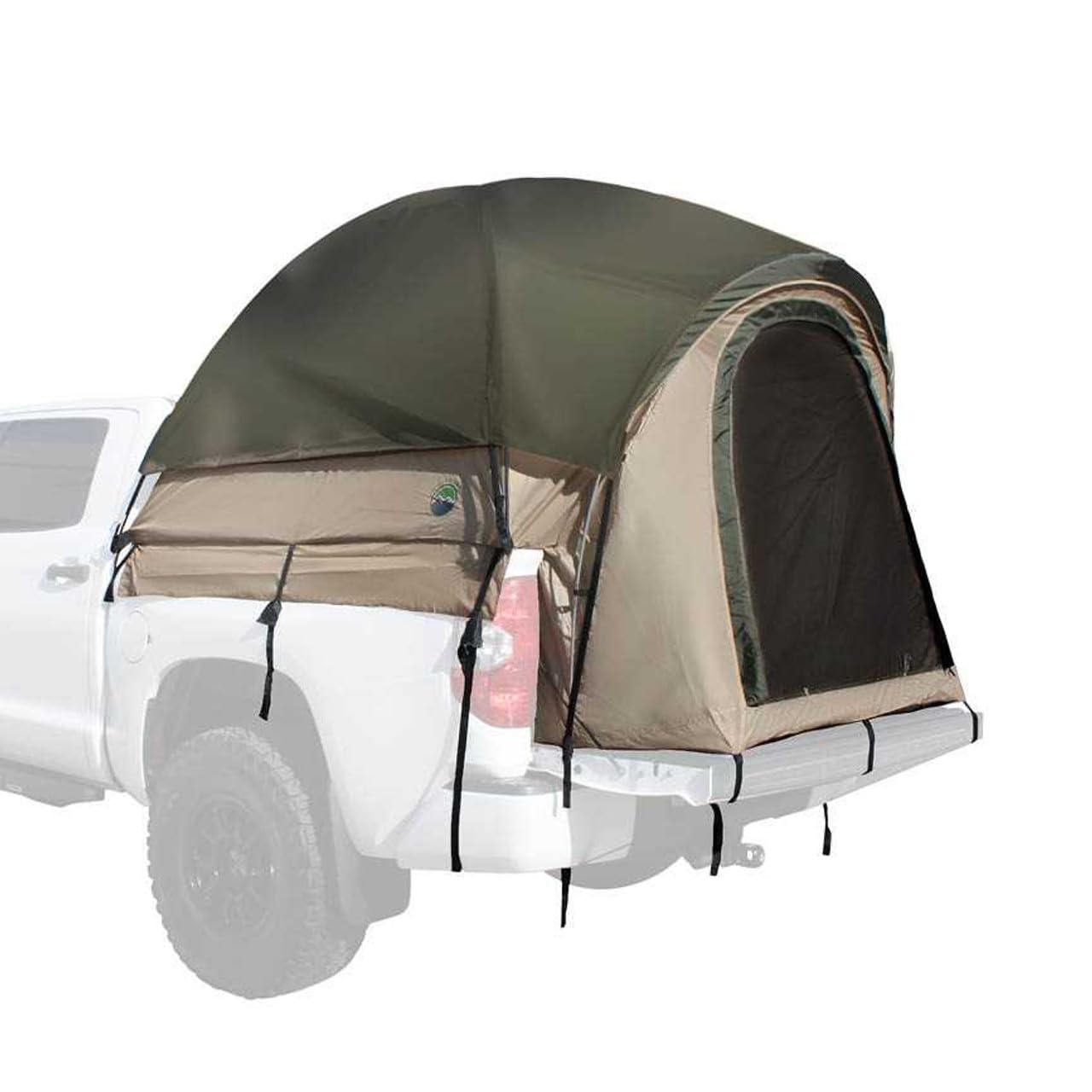 LD TACT Overland Vehicle Systems Truck Bed Tents - Tan Body & Green Rainfly 2-3 Person Tents (Full-Size Truck - 6.5' Bed) - Premium 420D Material - Perimeter Skirt and Reinforced Floor