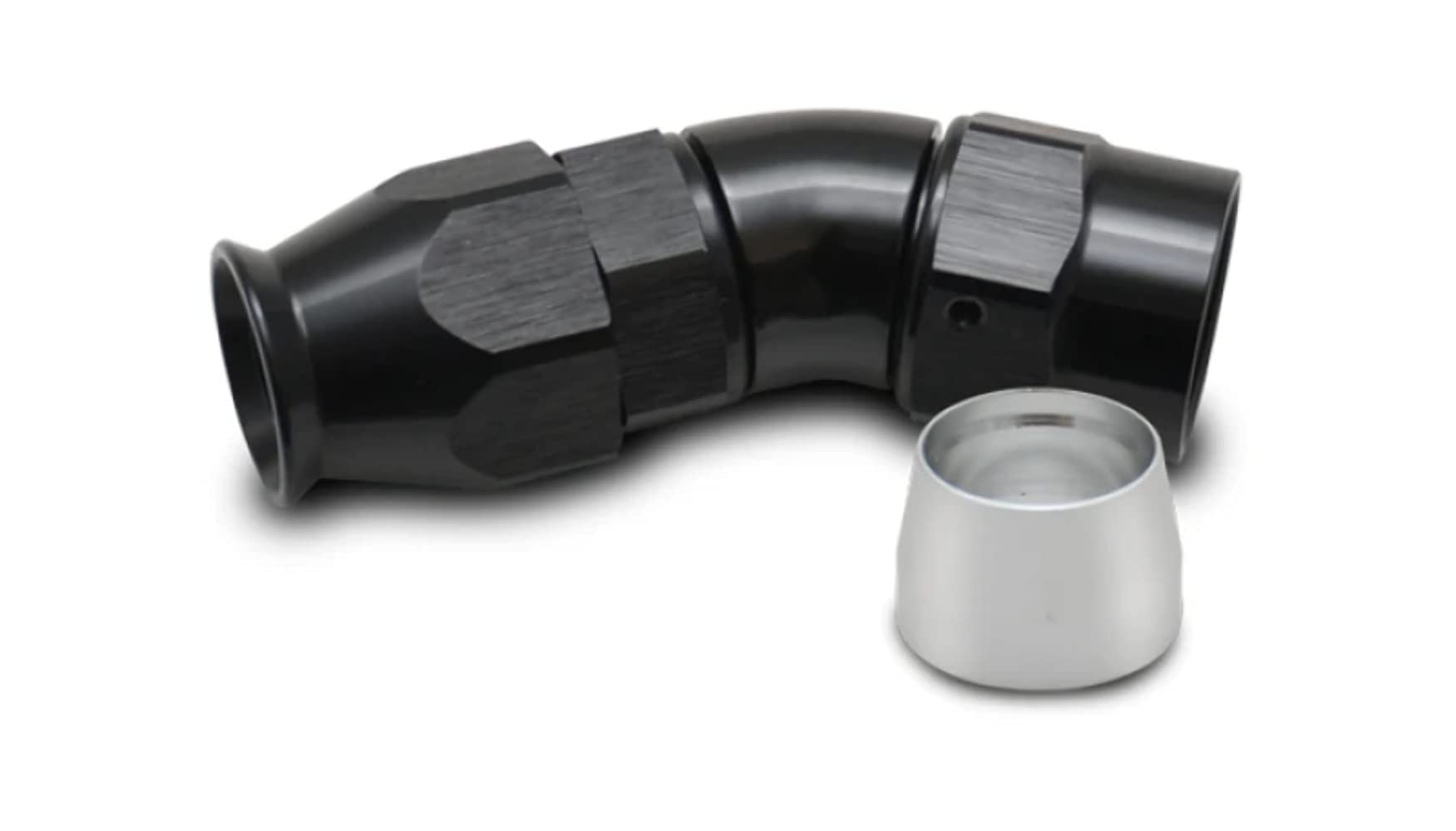 28310 Vibrant Power Fitting, Hose End, Full Flow, PTFE, 30 Degree, Reusable, 10AN Hose, 10AN Female Thread, Aluminum, Black Anodized, use with Vibrant 18000 series PTFE Lined Flex Hose, each