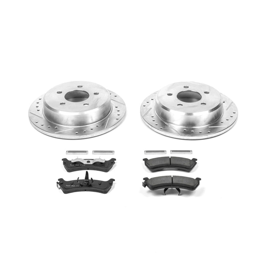Power Stop K5592 Rear Brake Pads Z23 Carbon Fiber with Drilled & Slotted Brake Rotors Kit For Ford Explorer Sport 2001-2002 [Model Specific]