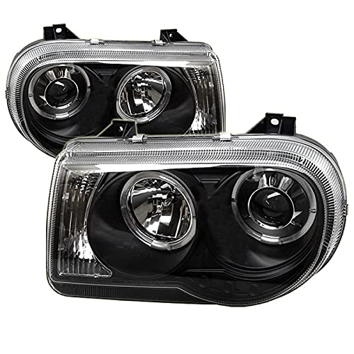 LED Halo Spyder Auto Projector Headlights Black/Clear 5009135