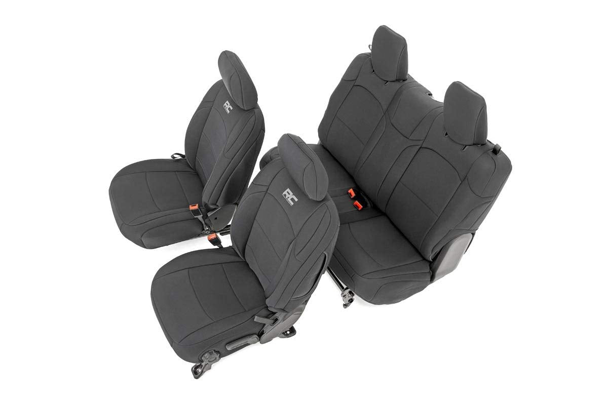 Rough Country Seat Covers Neoprene for Jeep Wrangler JL 2-Door (2018-2024) - Waterproof & UV Resistant, Foam Padded, Front & Rear Seat Cover Set