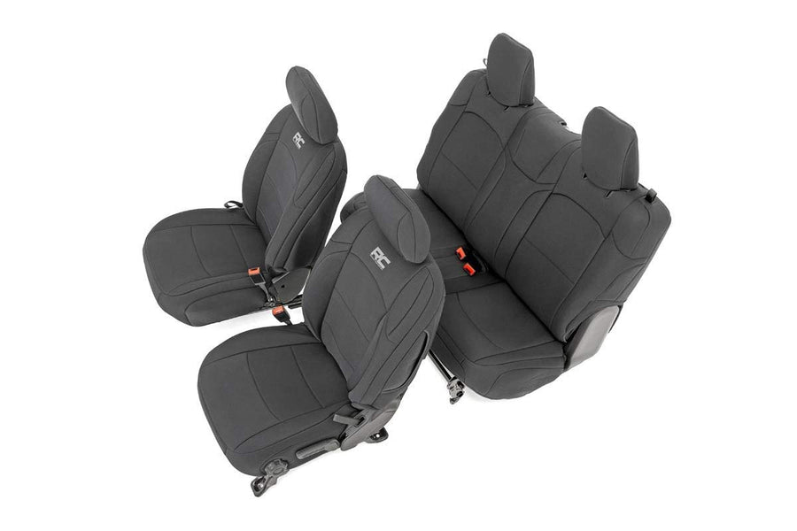 Rough Country Seat Covers Neoprene for Jeep Wrangler JL 2-Door (2018-2024) - Waterproof & UV Resistant, Foam Padded, Front & Rear Seat Cover Set