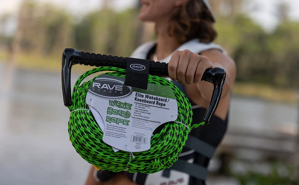 75' RAVE Sports 3-Section Wakeboard/Kneeboard Rope w/EVA Swirl Grip - Elite