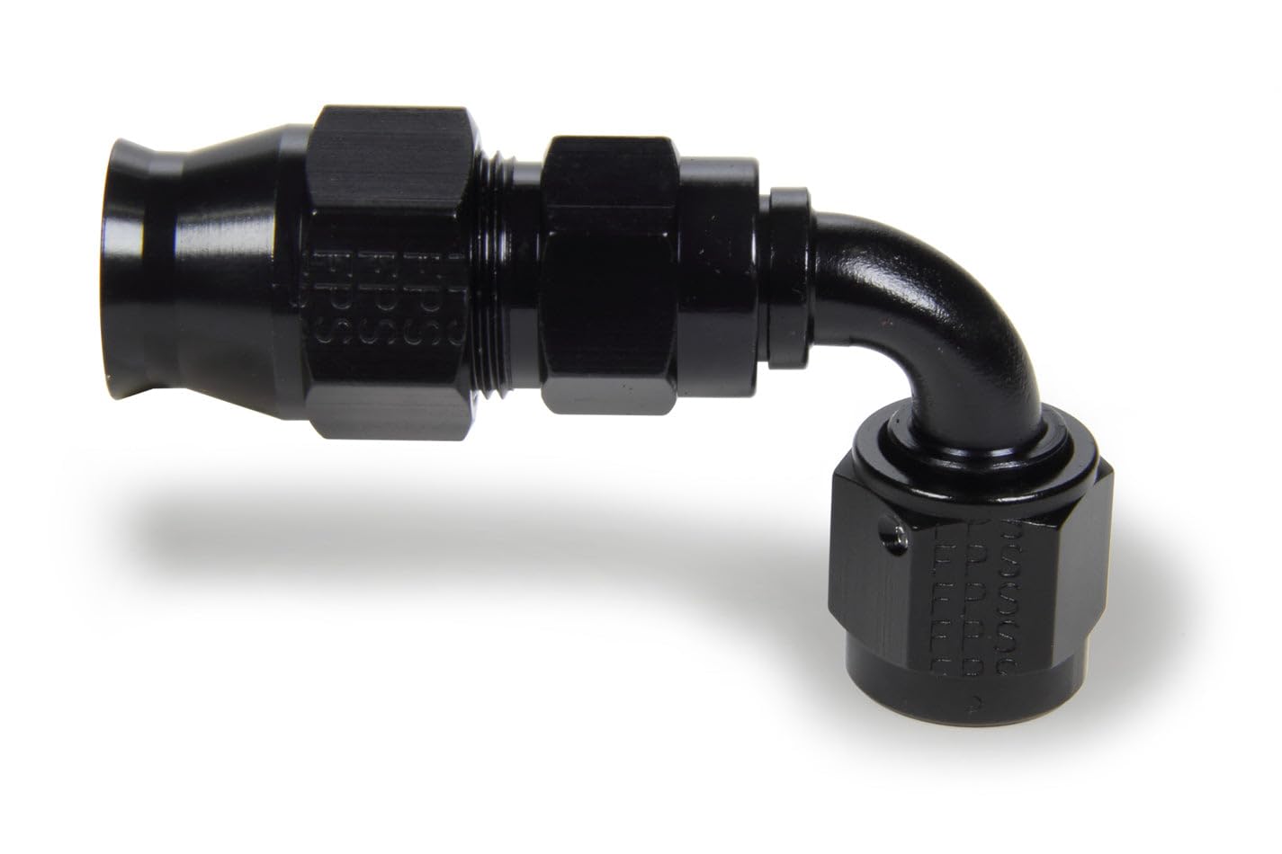 Fragola Race-Rite Fitting, Hose End, PTFE Hose, 90 Degree, 6 an Hose to 6 an Female, Swivel, Aluminum, Black, Each