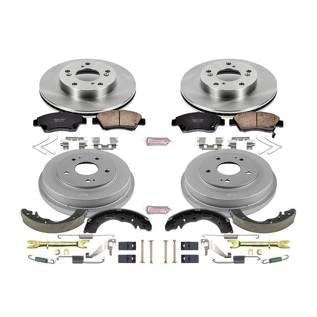 Power Stop KOE15112DK Front and Rear Replacement Brake Kit-OE Brake Drums & Ceramic Brake Pads For Honda Civic 2012 [Model Specific]