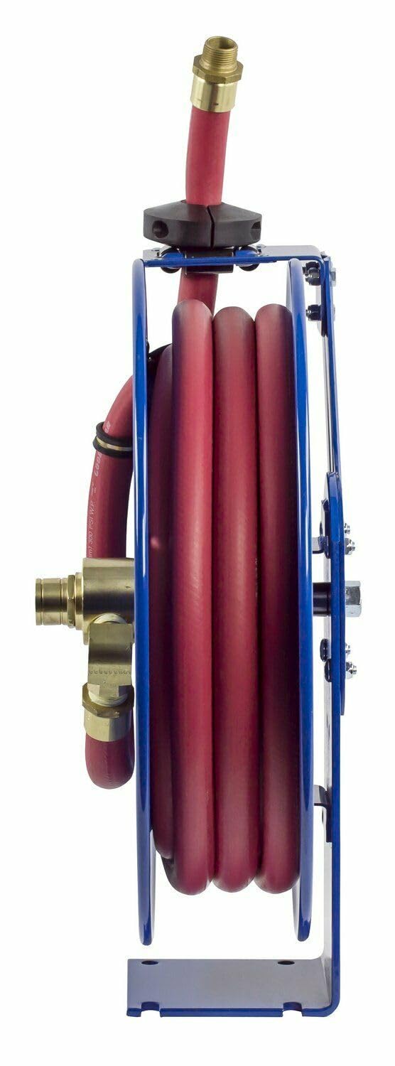 Coxreels SH Fuel Series SHF-N-525 Retractable Fuel Hose Reel | 3/4"x25, 300 PSI | Easy-Maintenance w/ Brass Swivel & Multi-Position Mount Arm | Heavy-Duty Steel Construction | Made in the USA | Blue