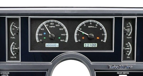 Dakota Digital VHX-84B-REG-K-W Analog Gauge System with Black Alloy Compatible Buick 1984-87 Regal and Grand National White Backlighting