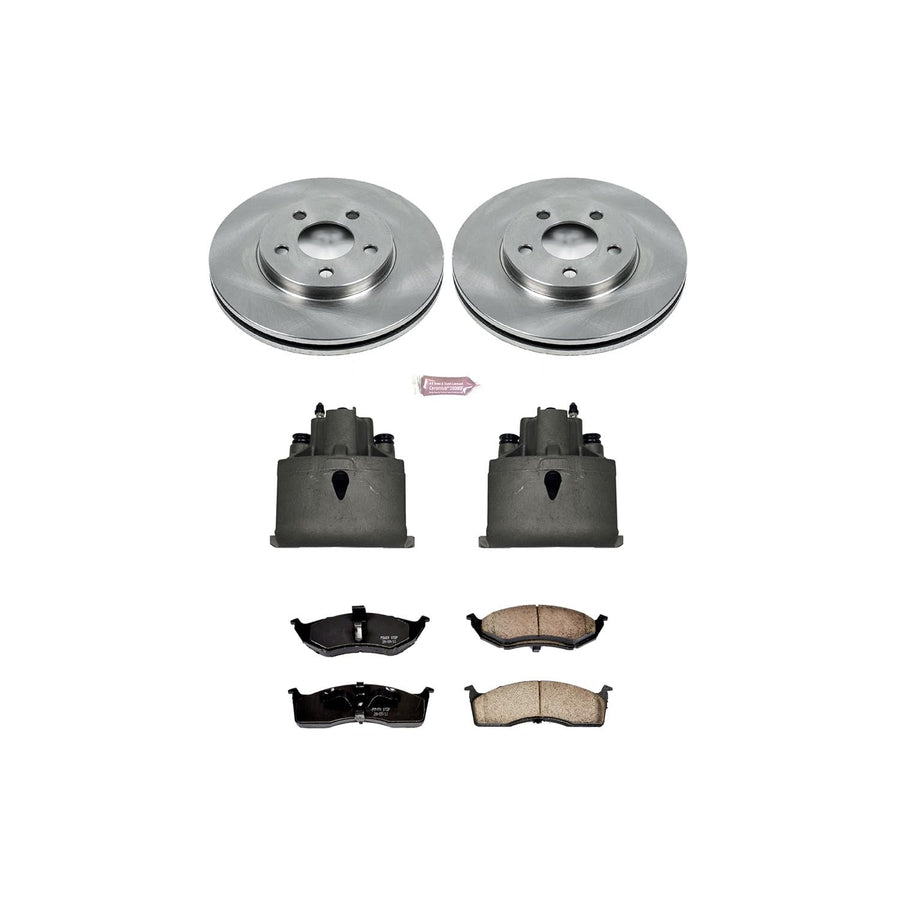 Power Stop KCOE3143 Stock Replacement Front Brake Kit (with Calipers) For Dodge Neon 2000-2005, Plymouth Neon 2000-2001 [Model Specific]