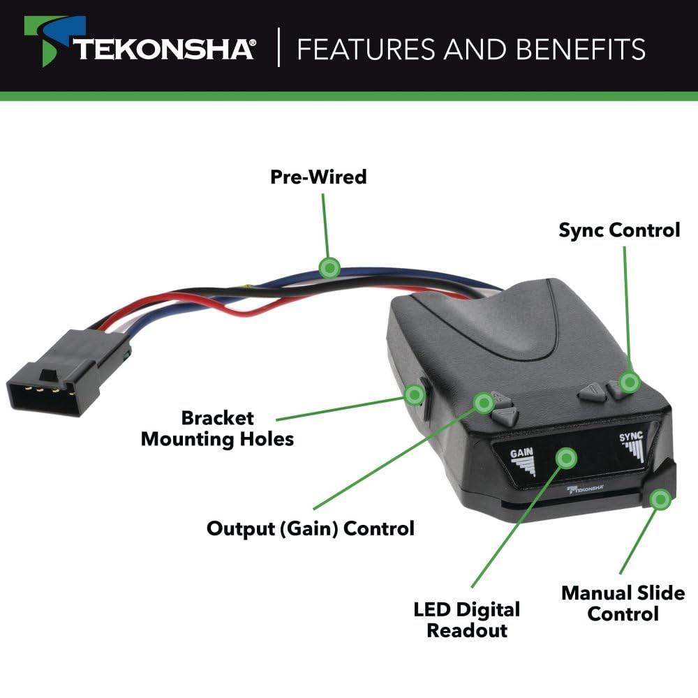 Brakeman IV Tekonsha 8507120, Time-Delay Brake Controller For Trailers with 1-4 Axles, Compatible with Ford, GM, Chevy, Dodge, RAM, Toyota, Jeep. Wiring harness sold separately.