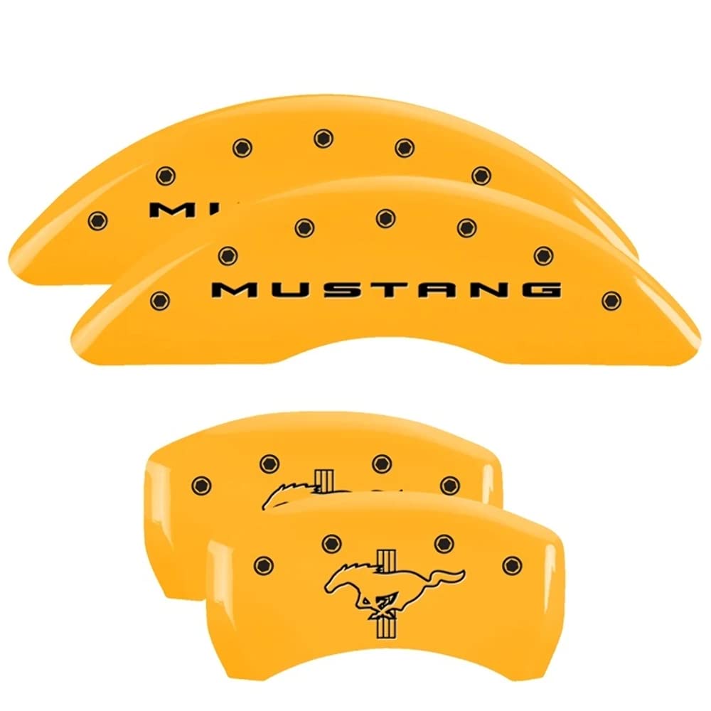 Brake Caliper Covers MGP - 2015-2023 Ford Mustang (Standard Brakes) - Front and Rear Set - Mustang/Bar & Pony Logo - Red