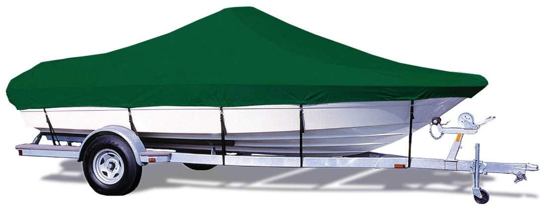 Trailerite Semi-Custom Boat Cover for TAYLOR MADE PRODUCTS Bay Style V-Hull Center Console Boats with Outboard Motor - Includes Motor Hood, Hunter Green (18'5" - 19'4" CL x 102" B)