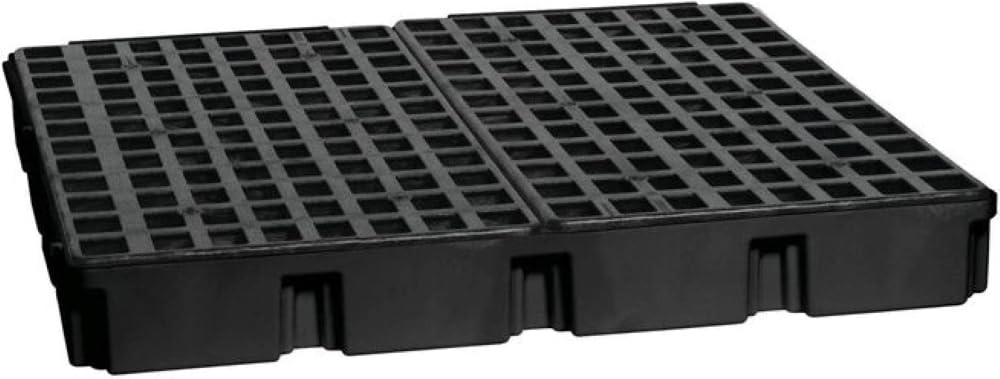 4 Eagle Drum Spill Containment Pallet with Forklift Pockets, 51.5"x51.5"x8", 66 Gallon Sump, 8,000 lbs. Load Capacity Secondary Containment Pallet, Made in USA, Black, 1645BND