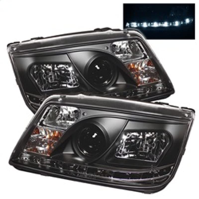 Volkswagen Jetta 99-05 Spyder 5012234 Projector Headlights (does not fit the Jetta 2.5) - DRL - Black - High H1 (Included) - Low H1 (Included)