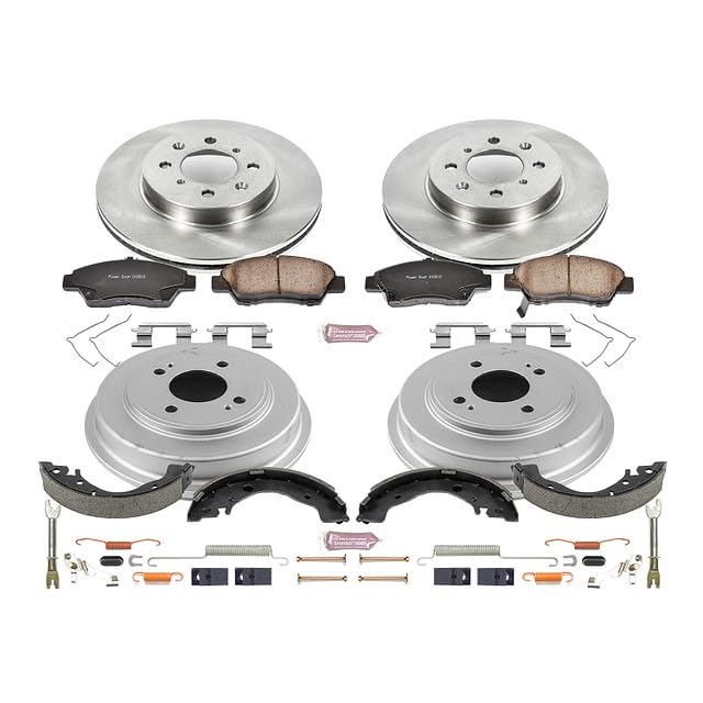 Power Stop Autospecialty KOE15245DK Front and Rear Replacement Brake Kit-OE Brake Drums & Ceramic Brake Pads For Honda Fit 2009-2014 [Model Specific]