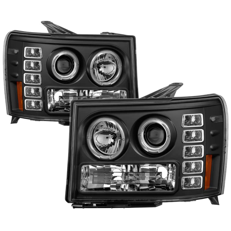 LED Halo Spyder Auto Projector Headlights Black/Clear