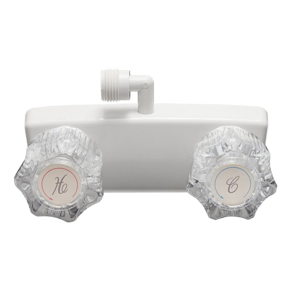 Dura Faucet RV Shower Faucet DF-SA100A1-WT Valve Diverter with 2-Knobs for Exterior Shower Boxes (White)