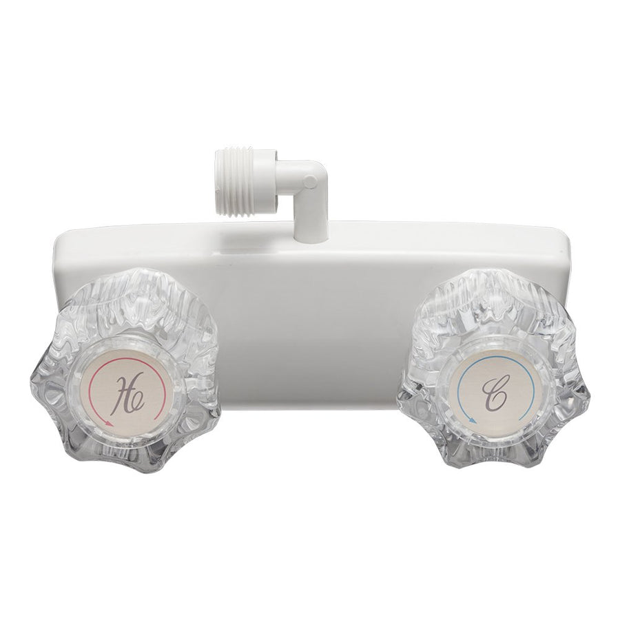 Dura Faucet RV Shower Faucet DF-SA100A1-WT Valve Diverter with 2-Knobs for Exterior Shower Boxes (White)