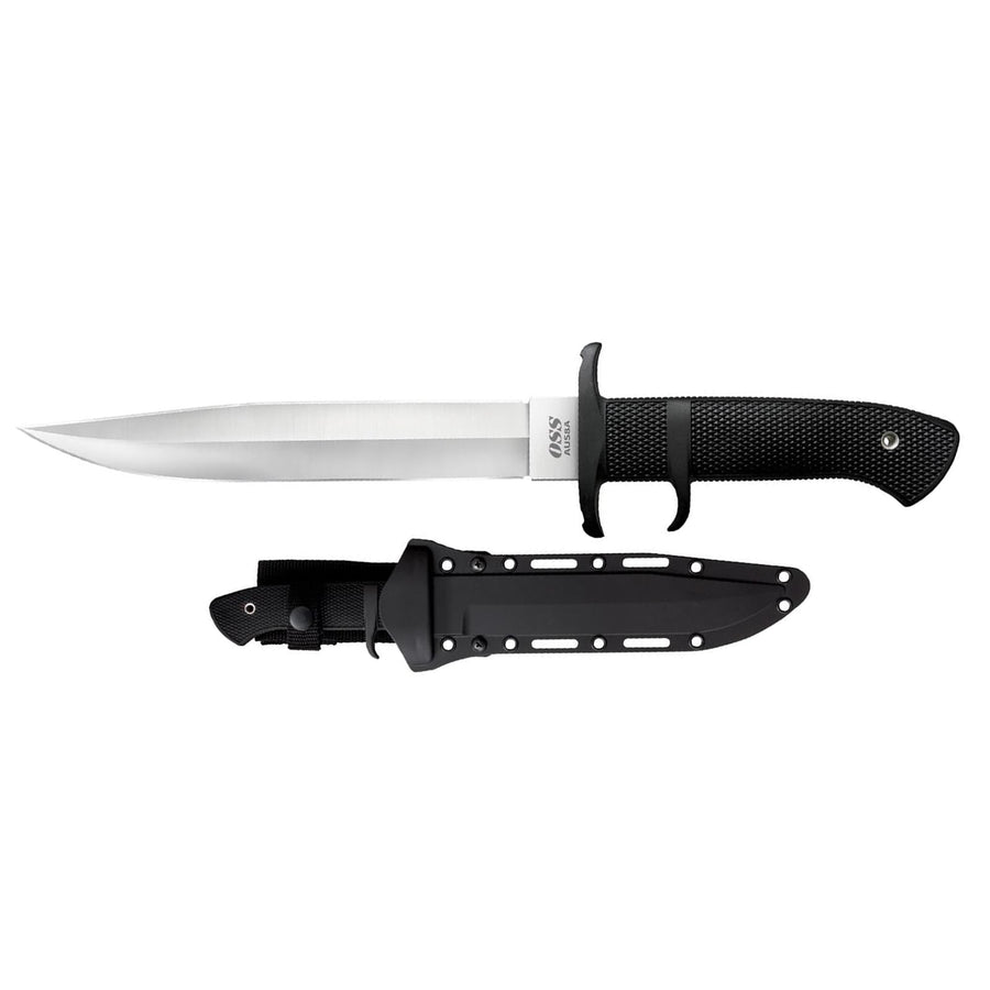 COLD STEEL 8.25" OSS Japanese AUS8A Clip Point Blade 5.125" Kray-Ex Handle Tactical Outdoor Hunting Fixed Blade Knife w/Secure-Ex Sheath