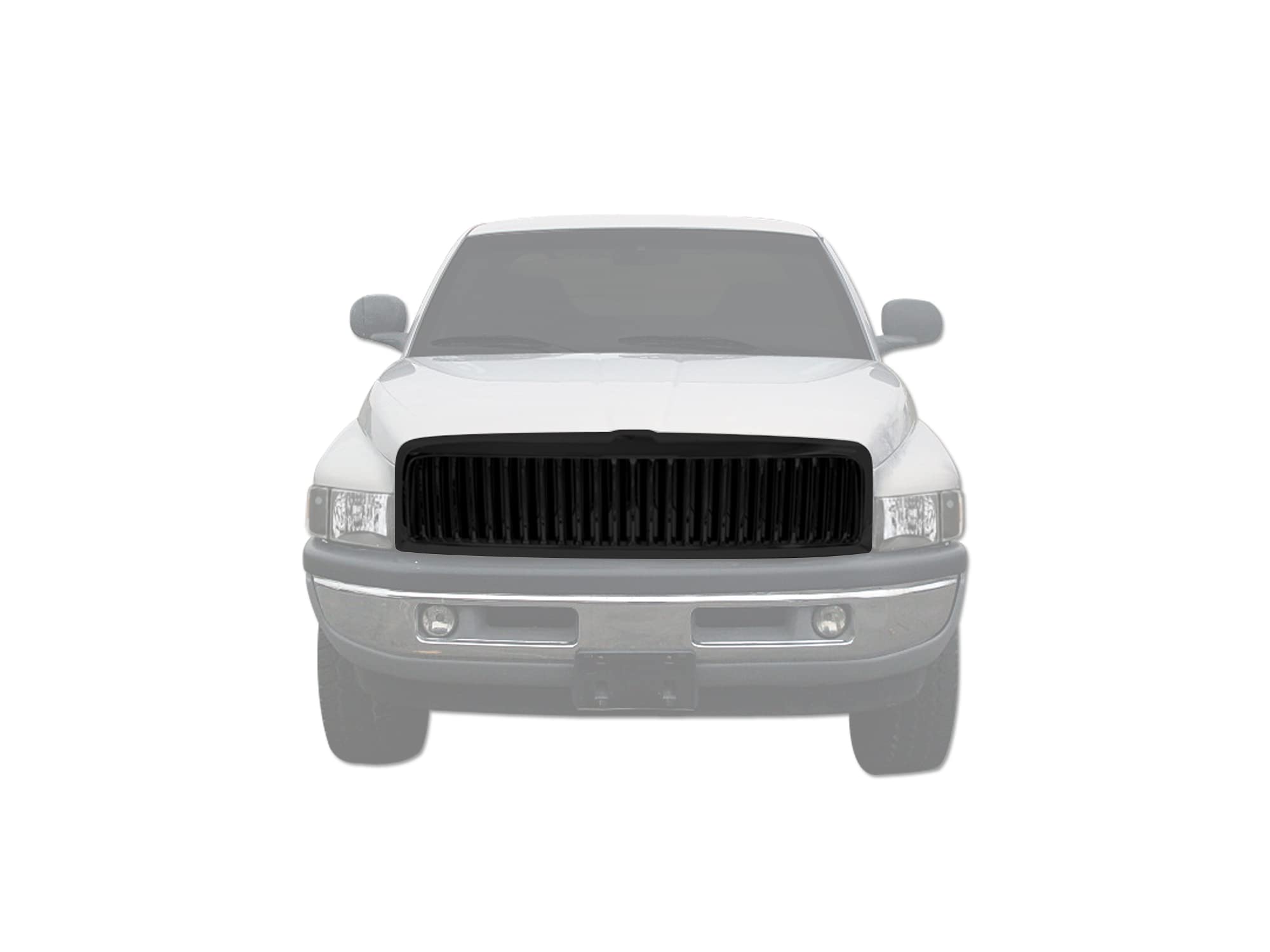 Vertical Front Hood Grille Armordillo USA 7147799 - Gloss Black Fits 1994-2001 Dodge Ram 1500