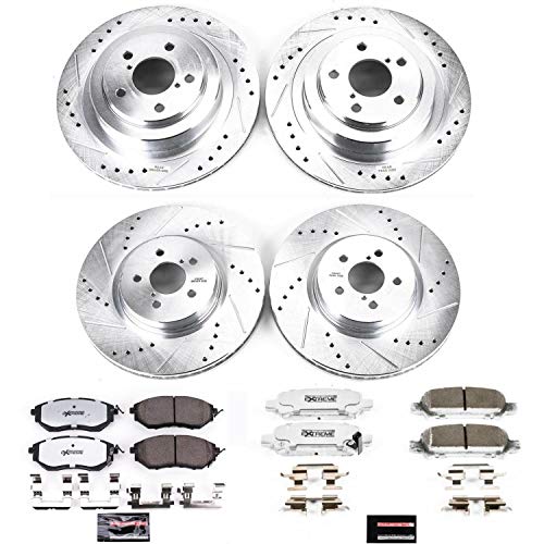 Power Stop K286-26 Z26 Carbon Fiber Brake Pads Front and Rear with Drilled & Slotted Brake Rotors Kit For Subaru Legacy 2005-2009 [Model Specific]