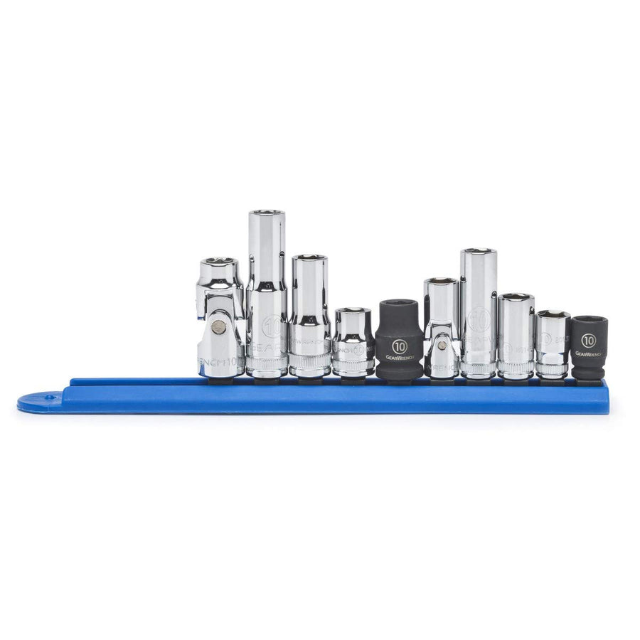 KDT-80319 GearWrench 0.25 & 0.375 in. Drive 6 Point 10mm Socket Set - 10 Piece