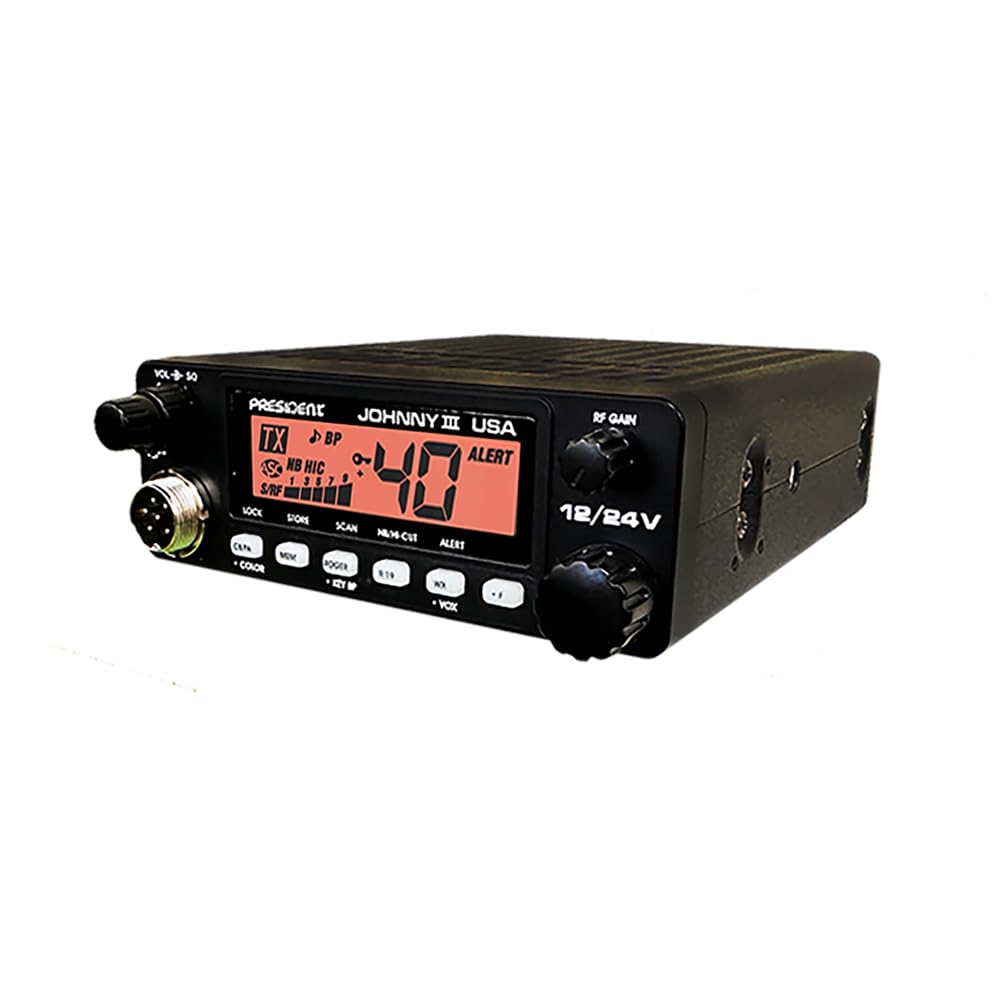 Johnny III President USA 40 Channel CB Radio 12 or 24V, Black