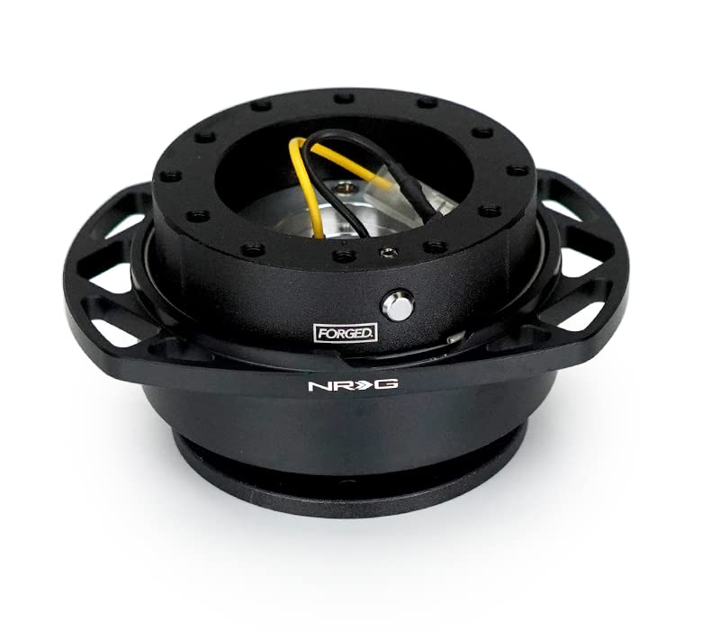 NRG Innovations Gen 2.0 NRG-SRK-257-1BK Steering Wheel Quick Release Kit Adapter, Black SFI Body/Black Cutout Ring (No Horn), 6x70mm & 6x74mm Bolt Pattern