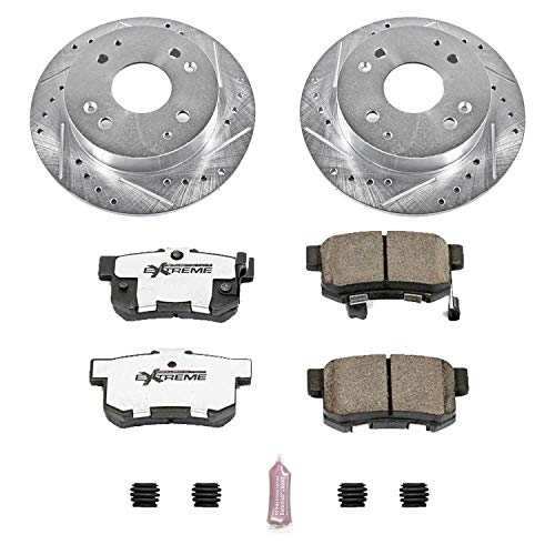 Power Stop K1244-26 Z26 Carbon Fiber Brake Pads Rear with Drilled & Slotted Brake Rotors Kit For Acura CL 1998-1999, Honda Accord 1998-2002 [Model Specific]