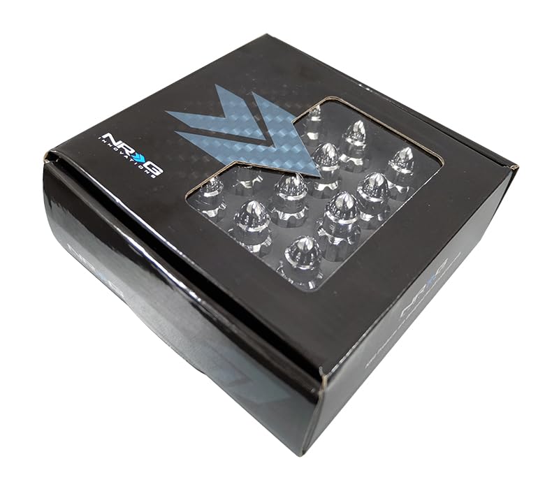 NRG Innovations M12 x 1.5 Steel Lug Nut Set NRG-LN-LS500SL-21 Bullet Shape, Anodized Finish 21 Pc Silver with Lock Key