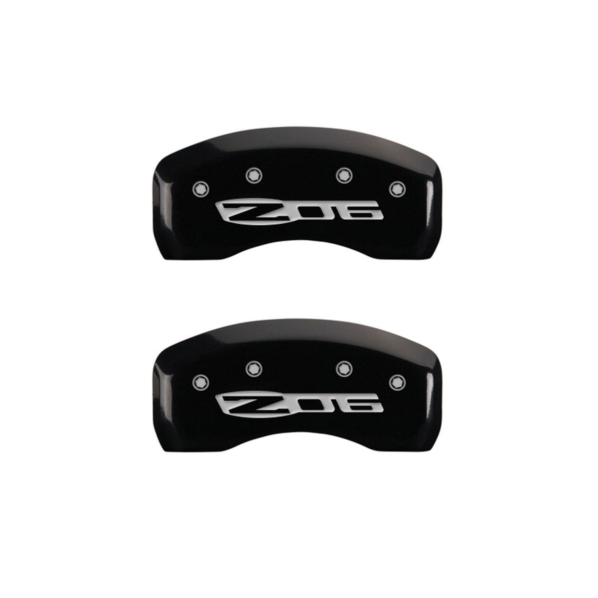 SET OF 4 CALIPER COVERS, REAR: C5/Z06, FRONT: C5/CORVETTE, BLACK, SILVER CHARACTERS