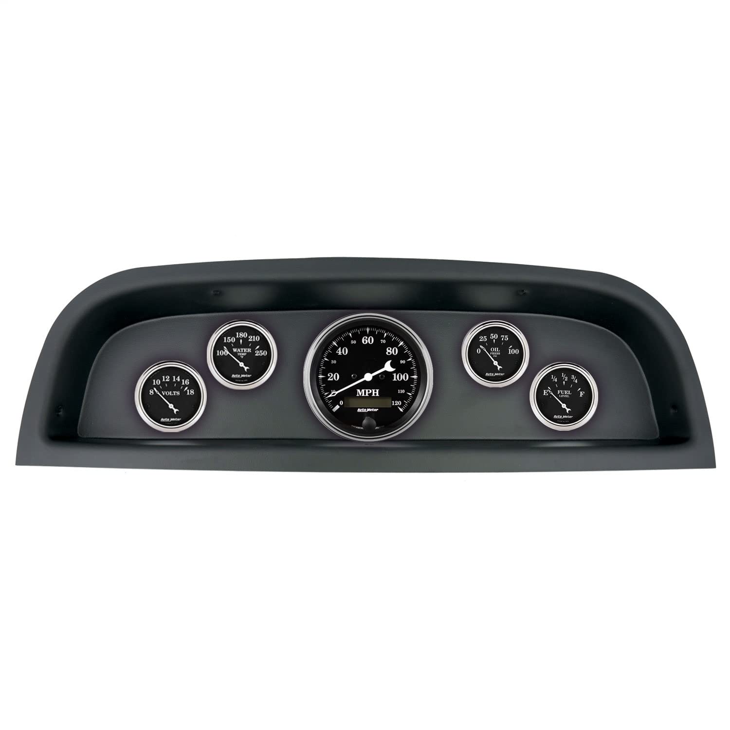 AutoMeter Dash Kit Direct Fit, (3 3/8" X1, 2 1/16" X4), Chevrolet Truck 60-63, Old TYME Black (2102-07)