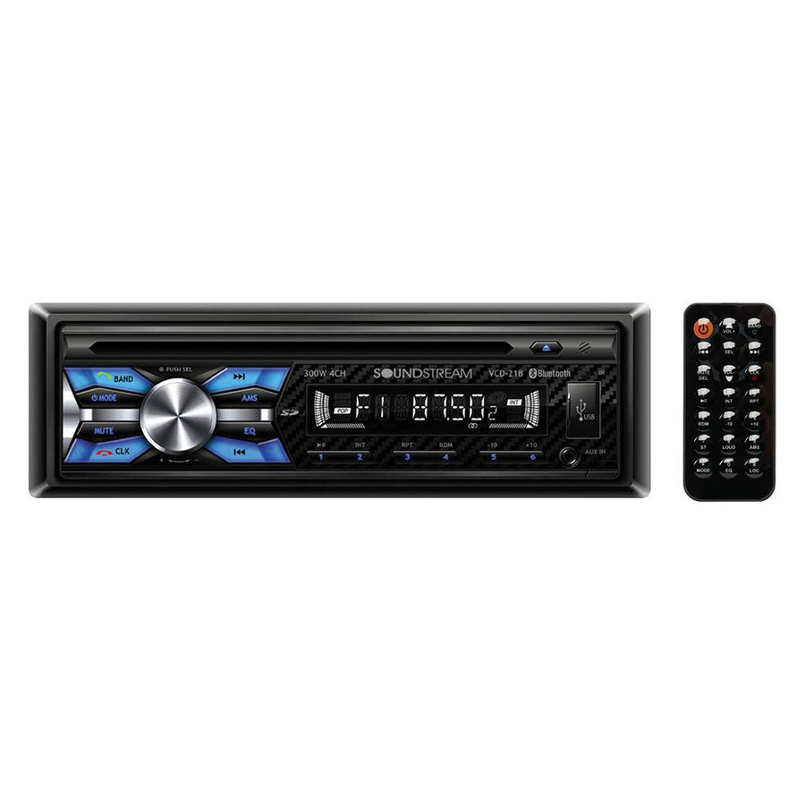 Soundstream Single DIN VCD-21B CD Player with 32GB USB Playback/Bluetooth