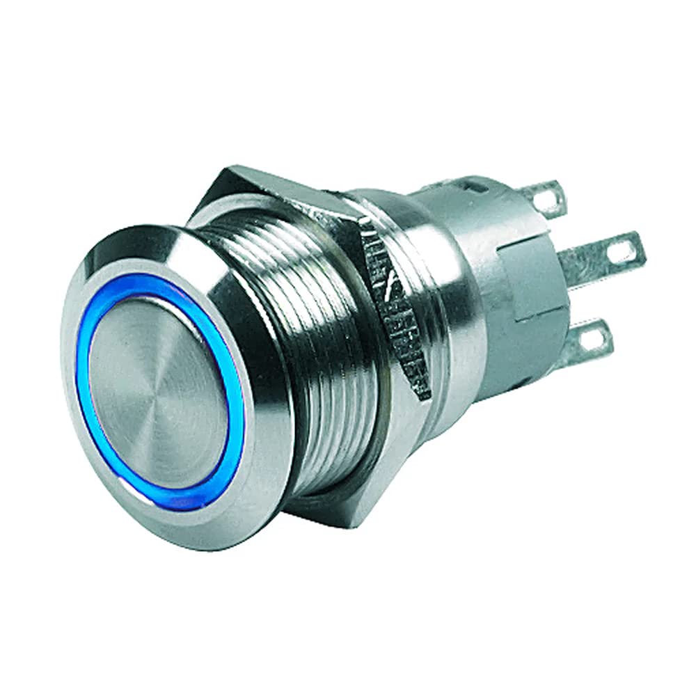 Push-Button Marinco Switch - 12V Momentary (On)/Off - Blue LED [80-511-0004-01]
