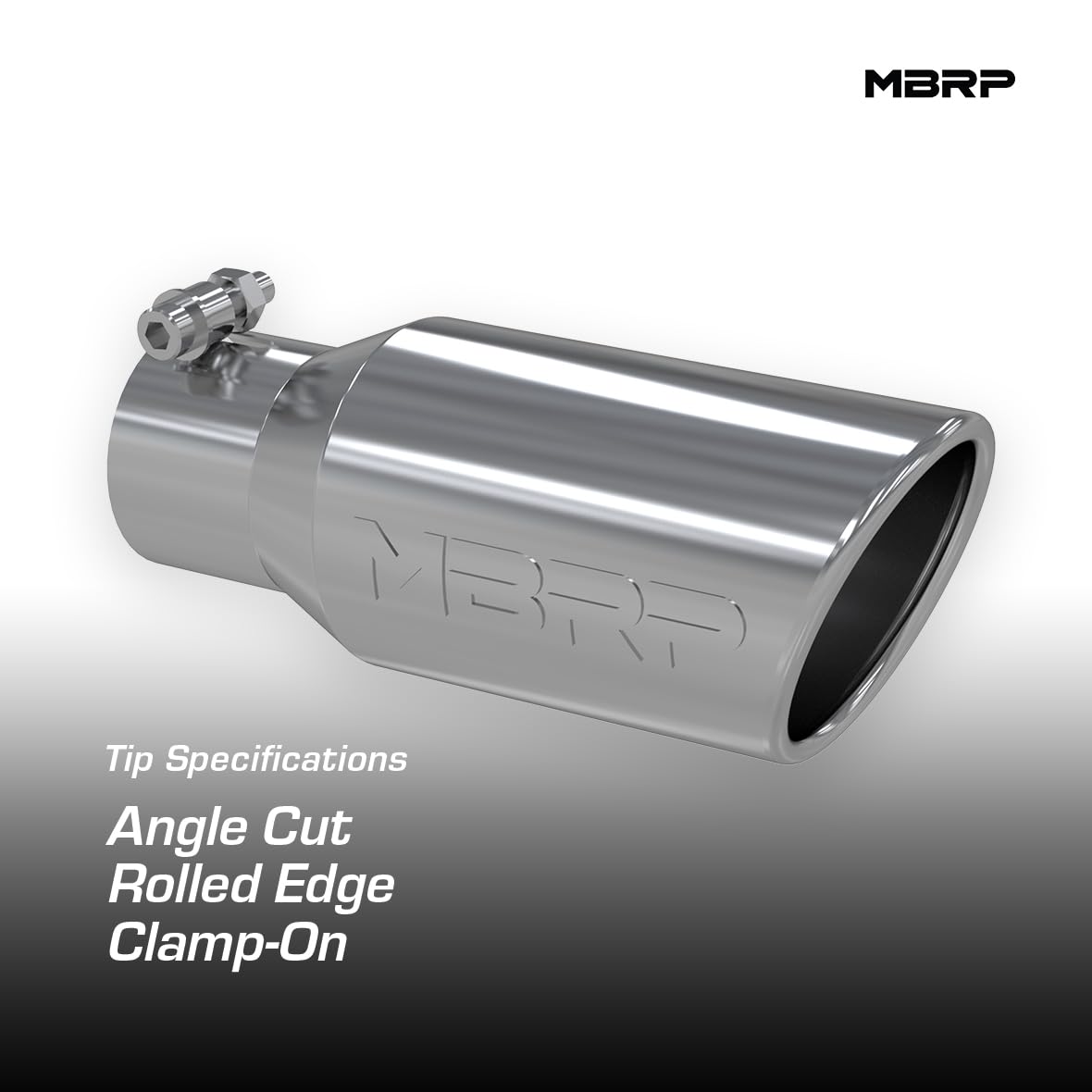 T304 MBRP Angled Rolled End Tip, 4" O.D., 2 3/4" Inlet, 10" Length