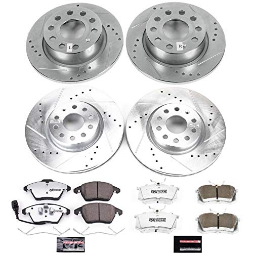 Power Stop K7530-26 Z26 Carbon Fiber Brake Pads Front and Rear with Drilled & Slotted Brake Rotors Kit For Volkswagen Beetle 2013-2017, Volkswagen Jetta 2013-2018 [Model Specific]