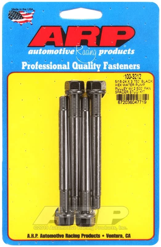 ARP 100-3212 ARP100-3212 5/16-24 X 3.750 Black Hex W/2.500 Fan Spacer W/Pump Pulley Studs