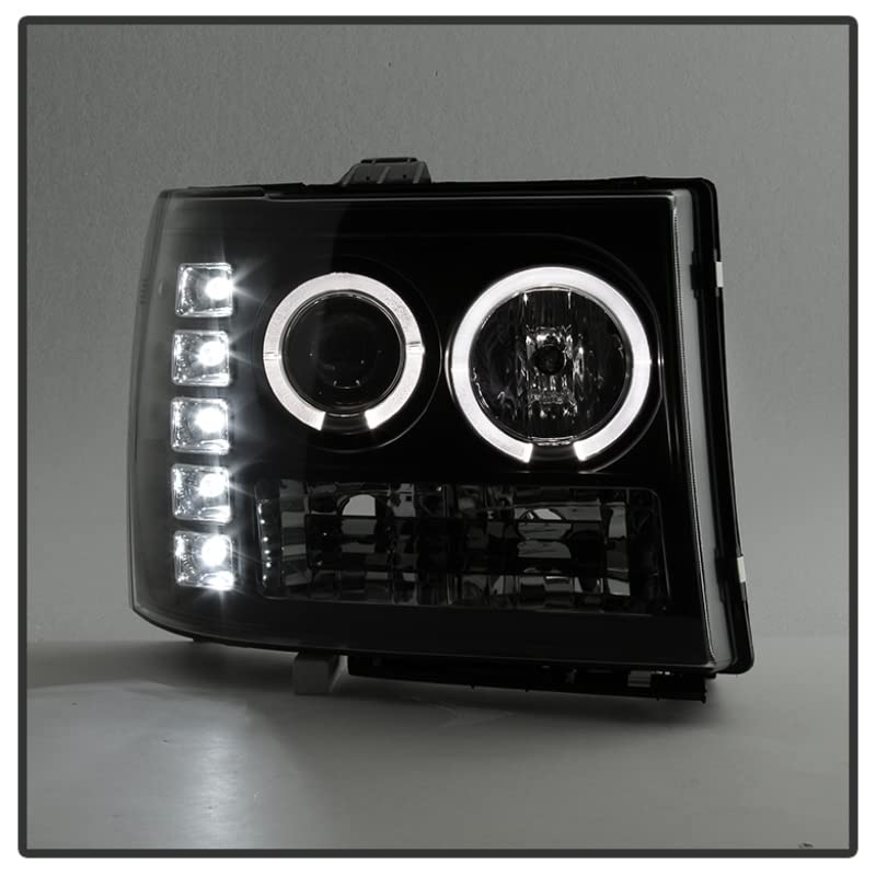 LED Halo Spyder Auto Projector Headlights Black/Clear