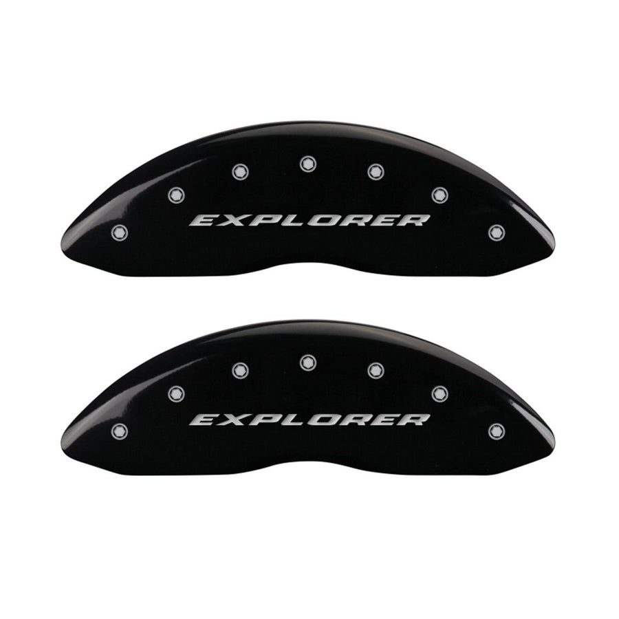 SET OF 4 CALIPER COVERS, BLACK, FRONT AND REAR: EXPLORER, SILVER CHARACTERS