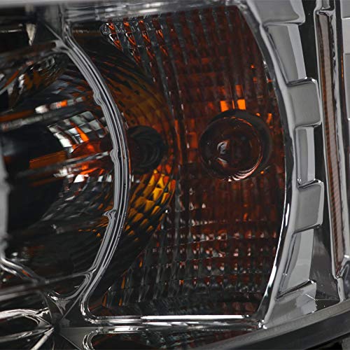 Chrome Housing Spec-D Tuning Clear Lens Halo Projector Headlights w/LED Compatible with 2007-2013 Chevy Silverado 1500, 2007-2014 Chevy Silverado 2500HD/3500HD, Left + Right Pair Headlamps Assembly