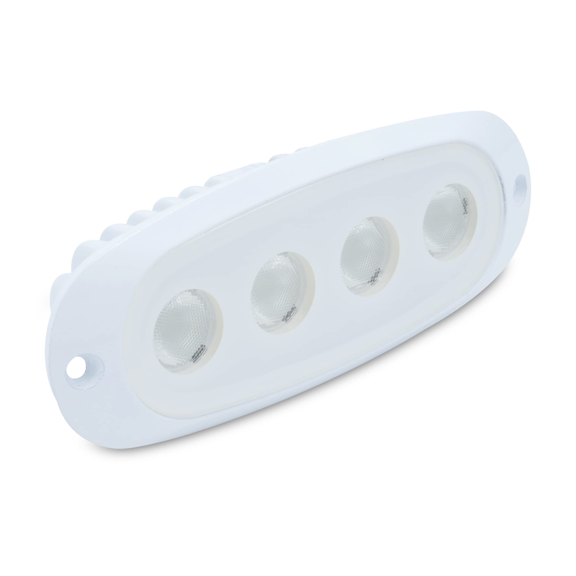 T-H Marine LED Spreader Light – Super Bright Oval Recessed Mount 4-Element Flood Deck Light for T-Top Enclosures – Powder Coated Aluminum Marine Deck Light – White, 5.875" x 1.75" x 1.625"