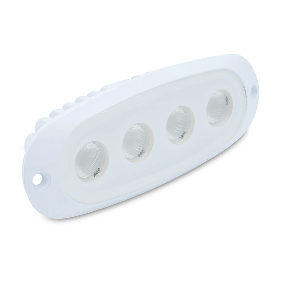 T-H Marine LED Spreader Light – Super Bright Oval Recessed Mount 4-Element Flood Deck Light for T-Top Enclosures – Powder Coated Aluminum Marine Deck Light – White, 5.875" x 1.75" x 1.625"
