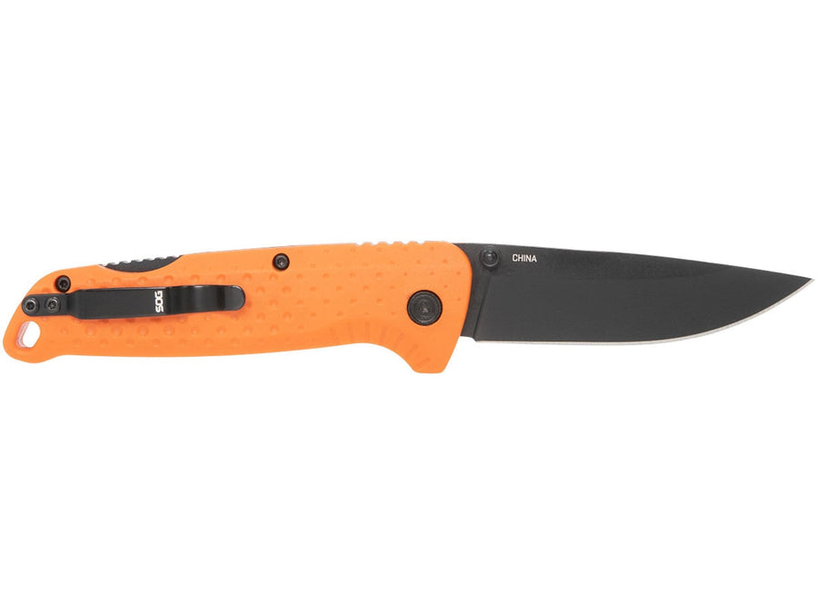 SOG 3" Adventurer LB Lightweight Portable Outdoor Folding Knife | CRYO 5CR15MOV Steel | GRN Handle | Lock-Back Mechanism, Blaze Orange/Black, Blister Pack
