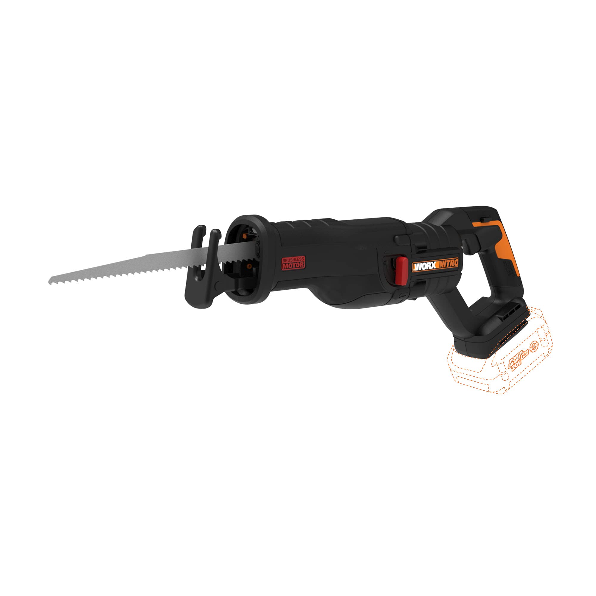 20V Worx Nitro WX516L.9 Power Share Cordless Reciprocating Saw with Brushless Motor (Tool Only)