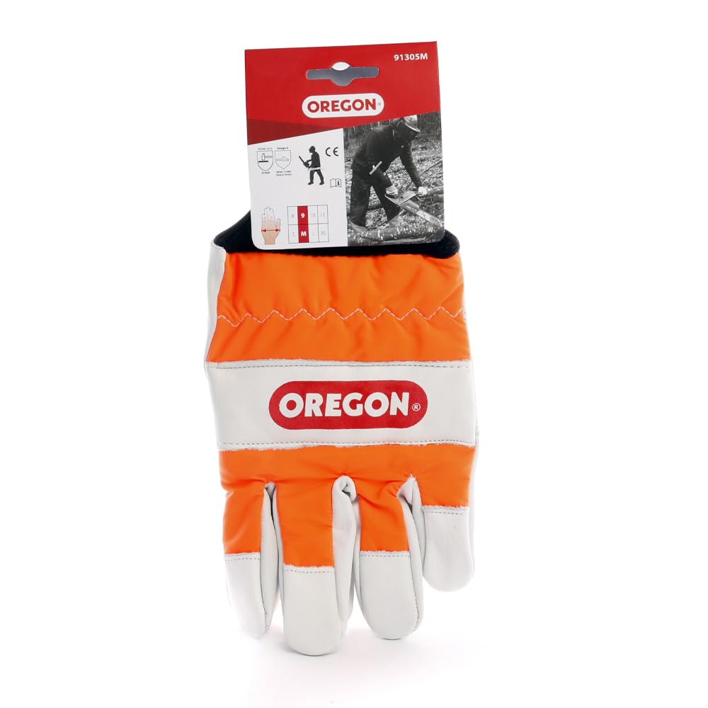 Oregon Left-Hand Chainsaw Protection Leather Gloves – Medium (Size 9) (91305M)